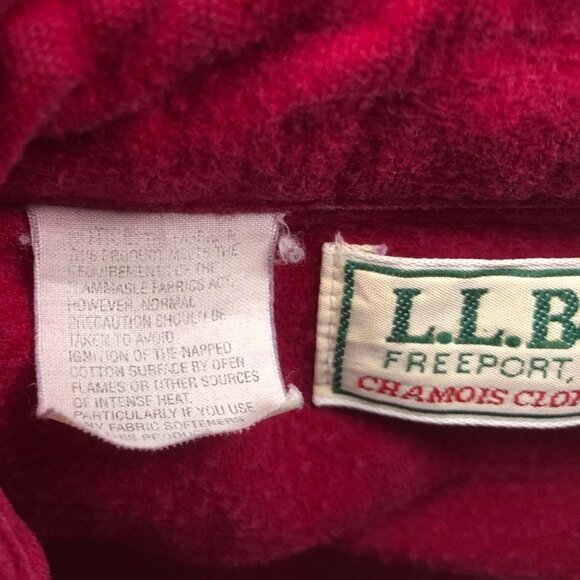 L.L. Bean Mens Dess Shirt Size 15.5 Neck M Tall Chamois Cloth Red Long Sleeve - Picture 10 of 13